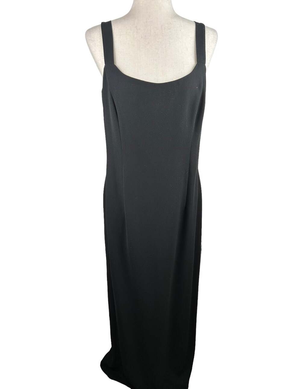 NEW J. R. Nites by Caliendo Black Crepe Scoop Neck Maxi Back Slit Size 12